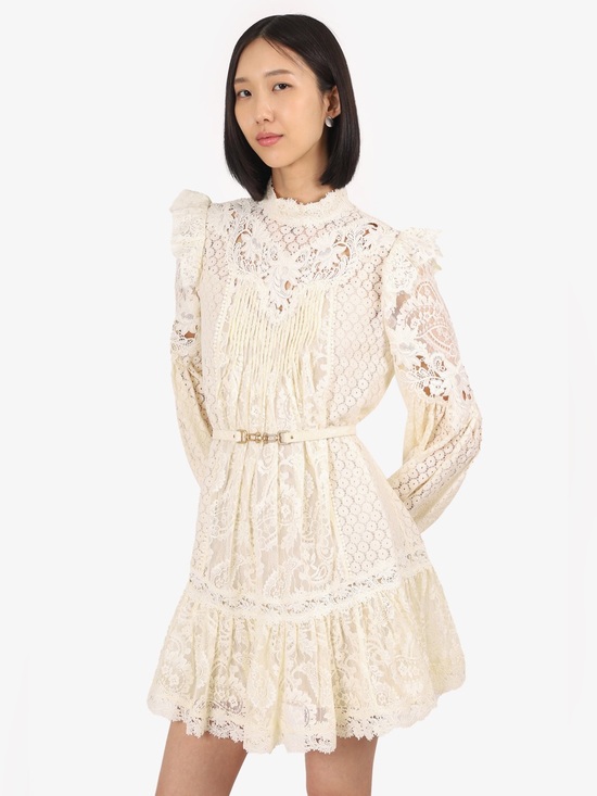 Zimmermann Dresses & Skirts - Zimmermann Ivory Lace Long-Sleeve Mini Dress size 0